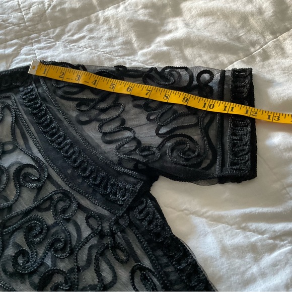BLACK EMBROIDERED/LACE CARDIGAN, VINTAGE, SIZE:L - Picture 9 of 10